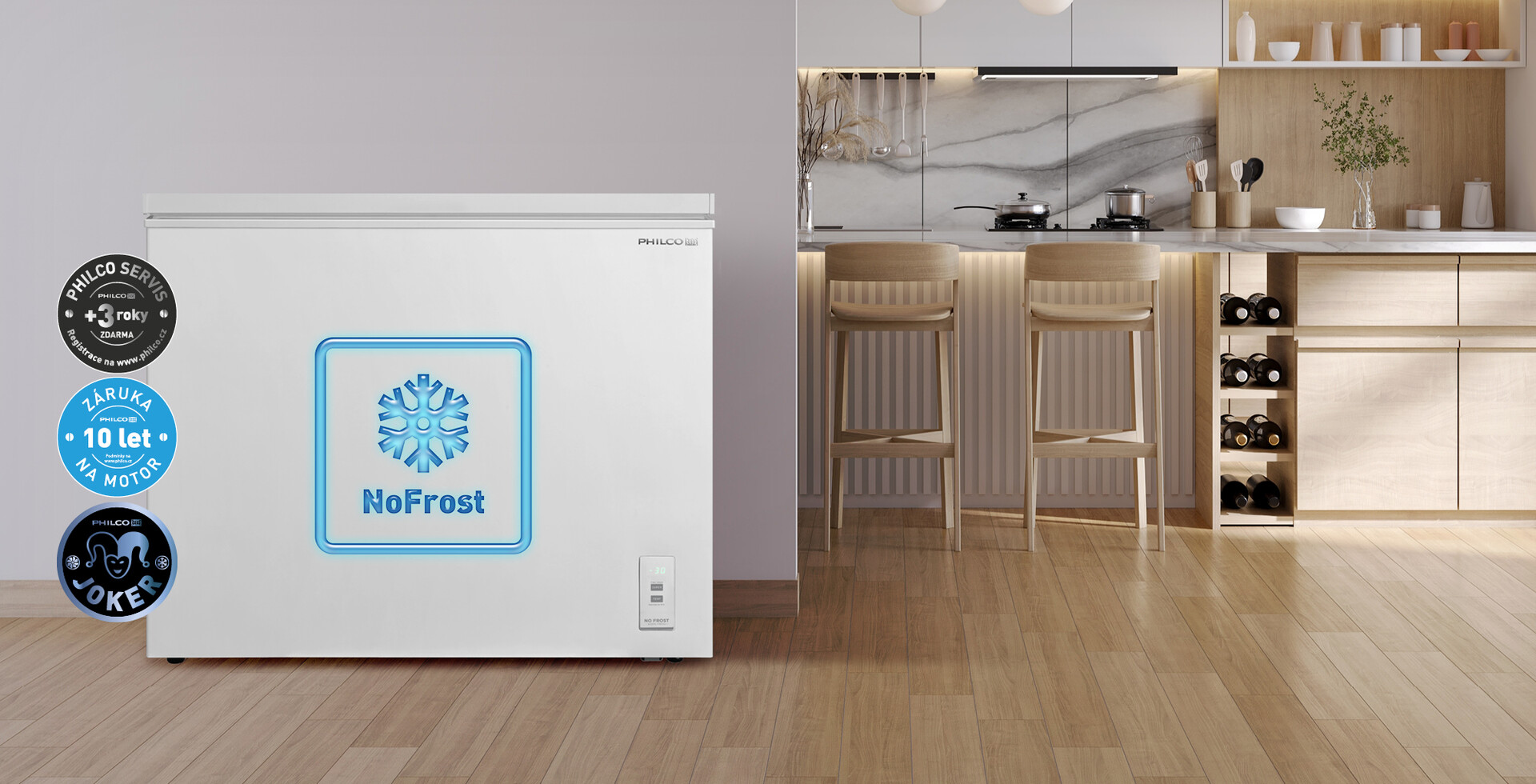 První NoFrost truhlicový mrazák