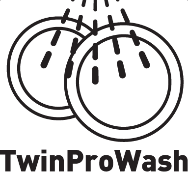 Twin Pro Wash - umožňuje mýt méně špinavé nádobí nižším tlakem vody ve středním koši a zároveň vyšším tlakem mýt více zašpiněné nádobí ve spodním koši.