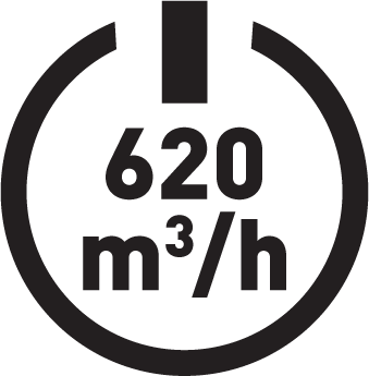Výkon odsavače 620 m³/hod.