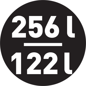 Objem chladničky/mrazničky 256/122 l