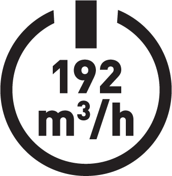 Výkon odsavače 192 m³/hod.