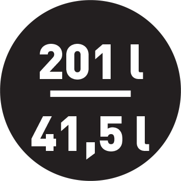 Objem chladničky/mrazničky 201/41,5 l