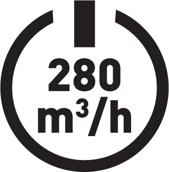 Výkon odsavače 280 m³/hod.